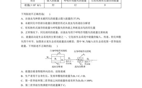 第9单元　课时练6　生态系统的能量流动_2024年新高考资料_1.2024一轮复习_2024年高考生物一轮复习讲义（新人教版）_学生版在此文件夹_一轮复习69练_第九单元　生物与环境