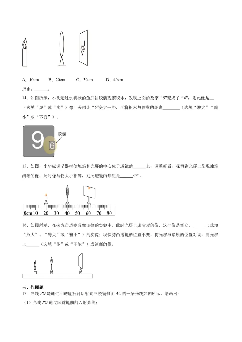 专题03透镜及其应用（原卷版）_8、物理总复习_2024年中考复习资料_一轮复习_完备战2024年中考物理一轮复习考点帮（全国通用）