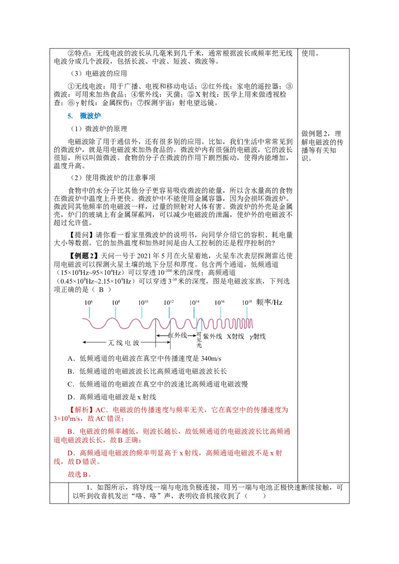 21.2电磁波的海洋（教学设计）-（人教版）_初物_八年级上下册+九年级全一册物理_九年级物理全一册_教学设计