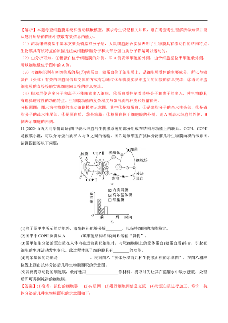 专题02细胞的结构和功能（练）-2023年高考生物二轮复习讲练测（全国通用）（解析版）_通用版（老高考）复习资料_2023年复习资料_二轮复习_2023年高考生物二轮复习讲练测（全国通用）
