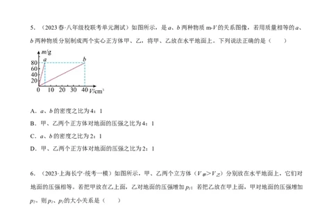 专题06压强之固体压强（原卷版）_8、物理总复习_8.中考物理总复习_2023年中考复习资料_二轮复习_备战2023年中考物理二轮四大模块针对集训（全国通用）_模块一力学