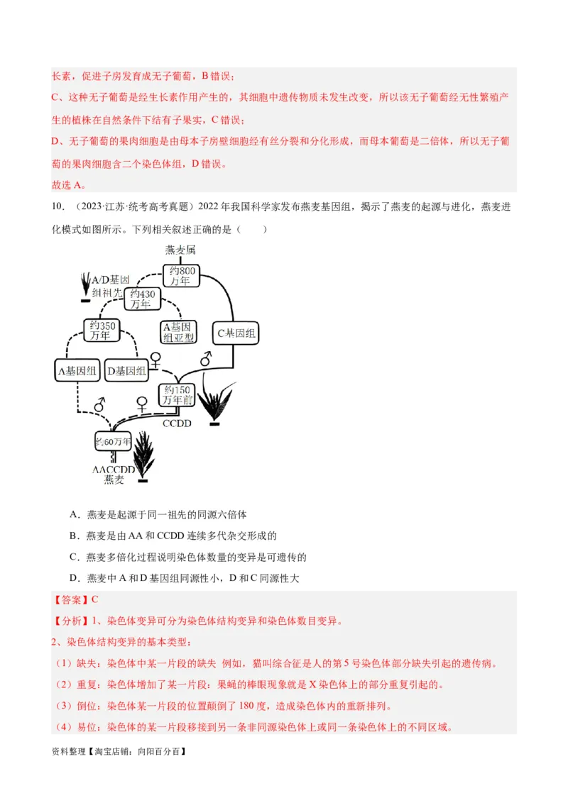 专题06变异与进化（分层练）（解析版）_新高考复习资料_2024年新高考复习资料_二轮复习资料_高频考点解密2024年高考生物二轮复习高频考点追踪与预测（新高考专用）_分层练