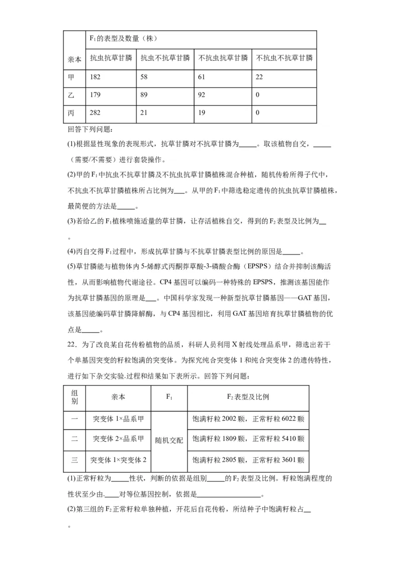 第五单元基因的传递规律（测试卷）（原卷版)_2024年新高考资料_3.2024专项复习_备战2024年高考生物一轮复习重难点专项突破
