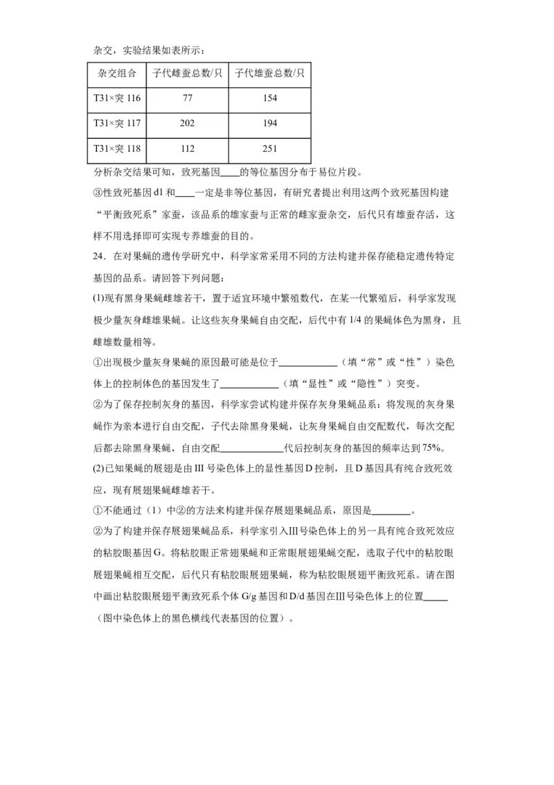 第五单元基因的传递规律（测试卷）（原卷版)_2024年新高考资料_3.2024专项复习_备战2024年高考生物一轮复习重难点专项突破
