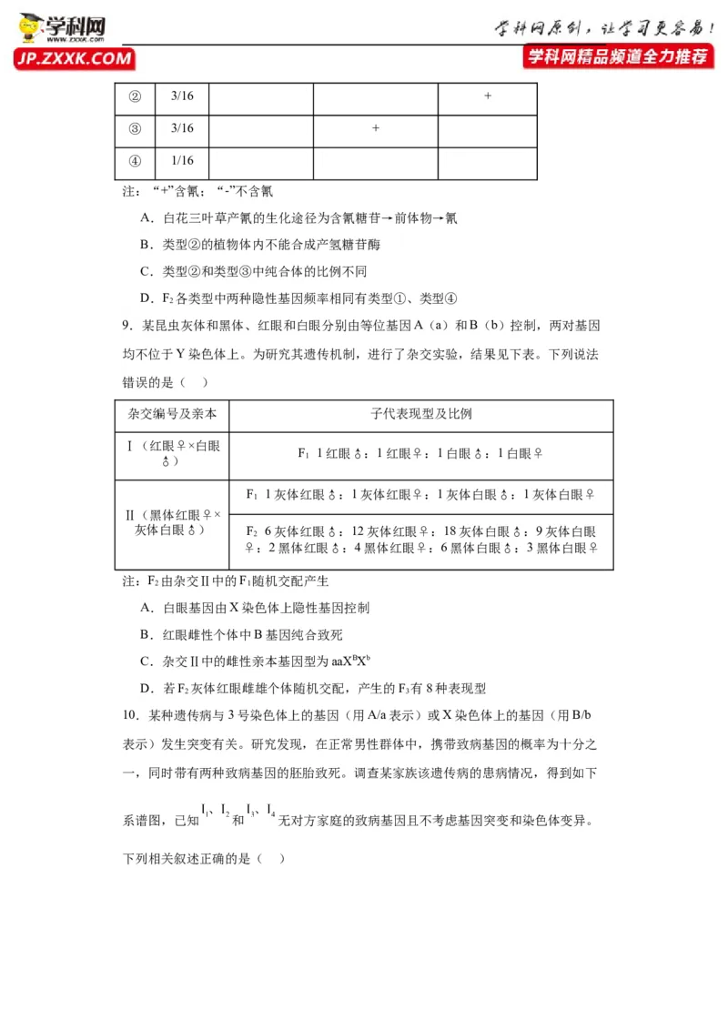第五单元基因的传递规律（测试卷）（原卷版)_2024年新高考资料_3.2024专项复习_备战2024年高考生物一轮复习重难点专项突破