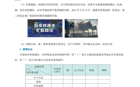 22.4能源与可持续发展（导学案）-（人教版）学生版_初物_八年级上下册+九年级全一册物理_九年级物理全一册_导学案