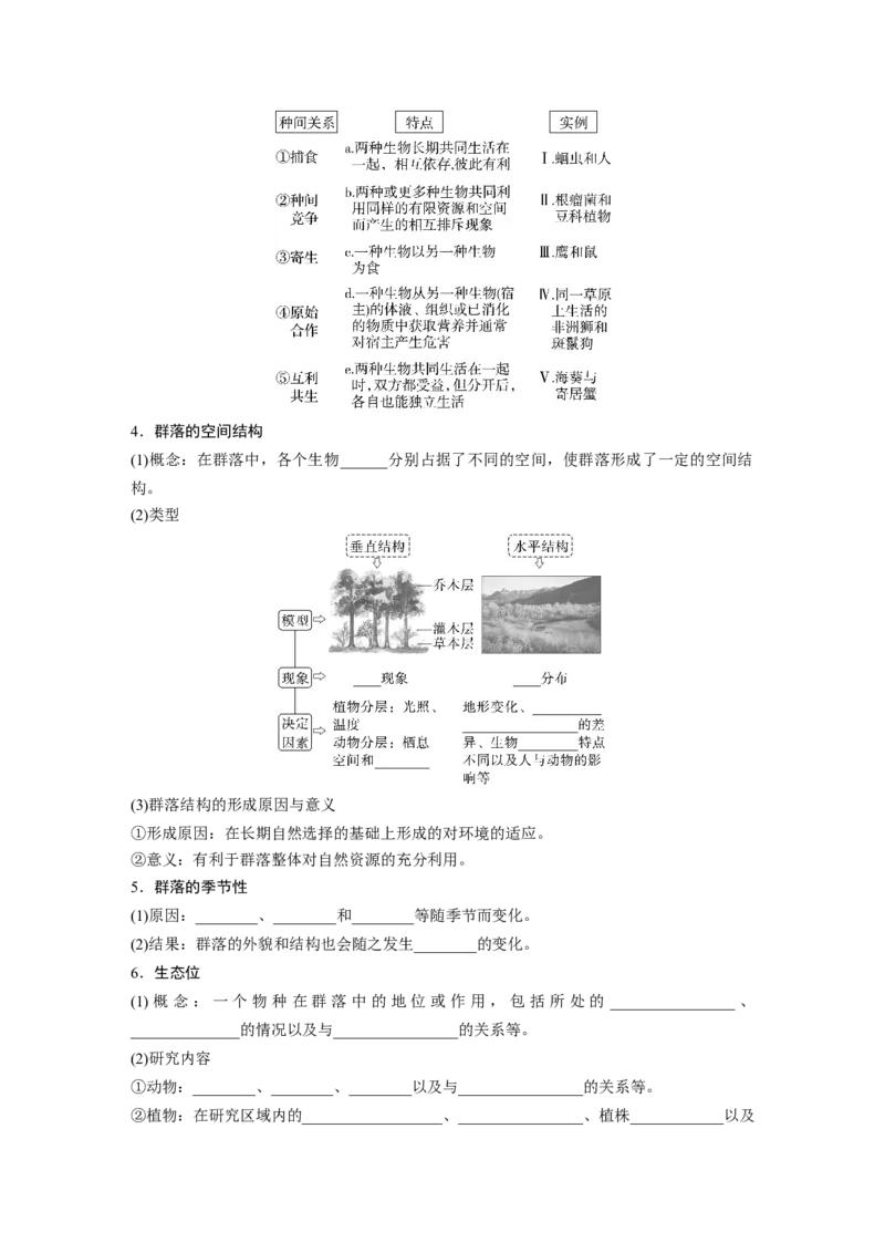 第9单元　第3课时　群落的结构_2024年新高考资料_1.2024一轮复习_2024年高考生物一轮复习讲义（新人教版）_学生版在此文件夹_大一轮复习讲义_第九单元　生物与环境