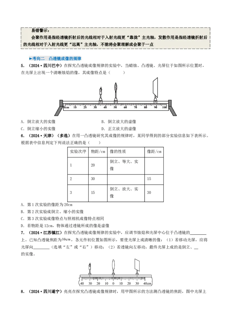 专题03透镜及其应用（考情聚焦+中考新考法+真题透视3大考向+新题特训）（原卷版）_8、物理总复习_2025年中考复习资料_备战2025年中考物理真题题源讲义（全国通用）