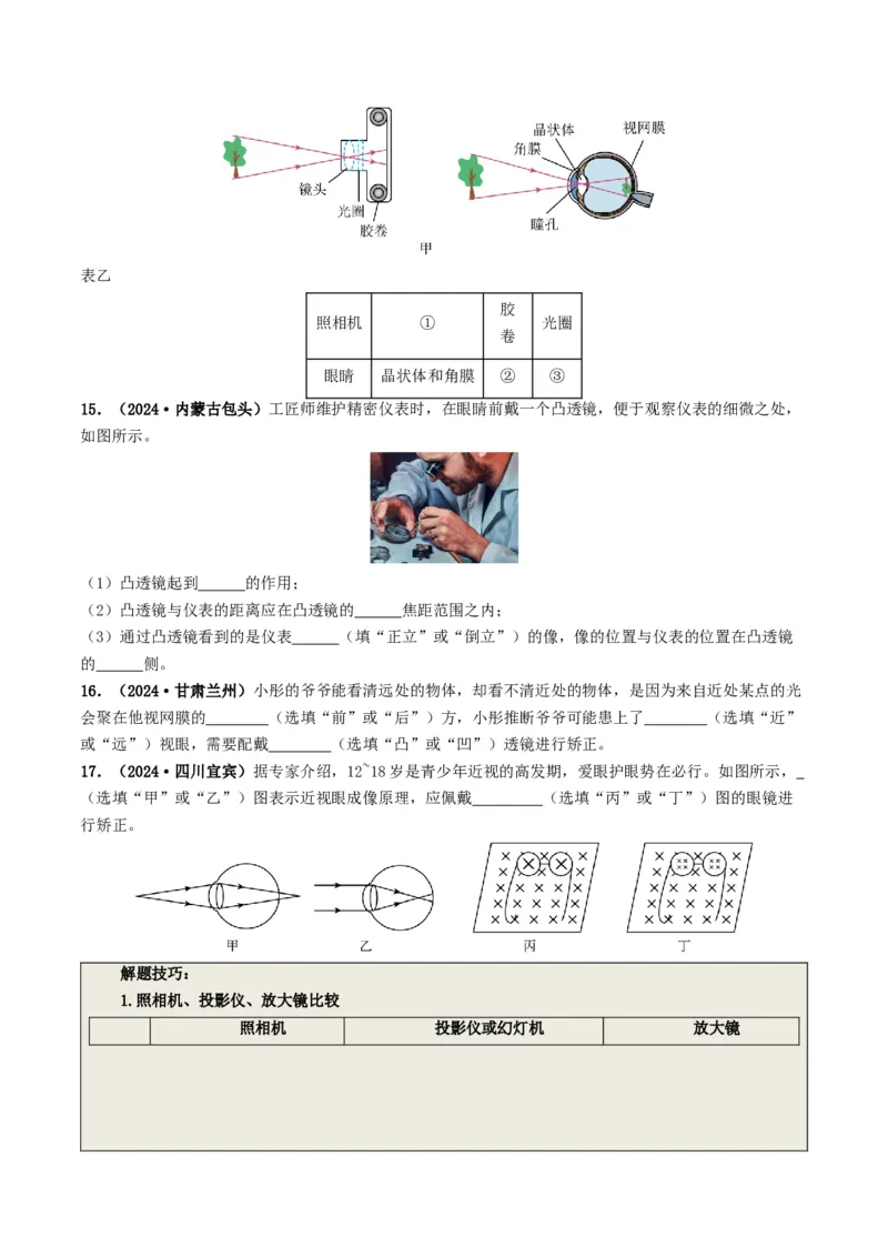 专题03透镜及其应用（考情聚焦+中考新考法+真题透视3大考向+新题特训）（原卷版）_8、物理总复习_2025年中考复习资料_备战2025年中考物理真题题源讲义（全国通用）
