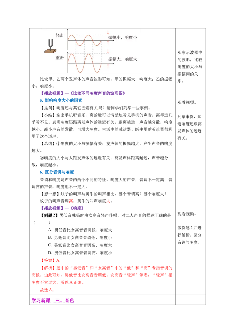 2.2声音的特性（教学设计）-（人教版2024）_初物_八年级上下册+九年级全一册物理_八年级物理上册_教学设计（完）