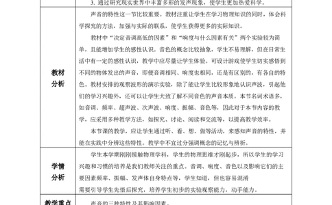 2.2声音的特性（教学设计）-（人教版2024）_初物_八年级上下册+九年级全一册物理_八年级物理上册_教学设计（完）