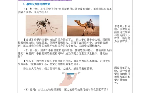 9.1压强（教学设计）-（人教版）_初物_八年级上下册+九年级全一册物理_八年级物理下册_老课标资料_教学设计
