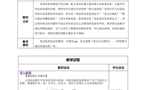 21.1现代顺风耳&mdash;&mdash;电话（教学设计）-（人教版）_初物_八年级上下册+九年级全一册物理_九年级物理全一册_教学设计