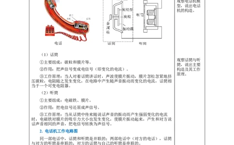 21.1现代顺风耳&mdash;&mdash;电话（教学设计）-（人教版）_初物_八年级上下册+九年级全一册物理_九年级物理全一册_教学设计