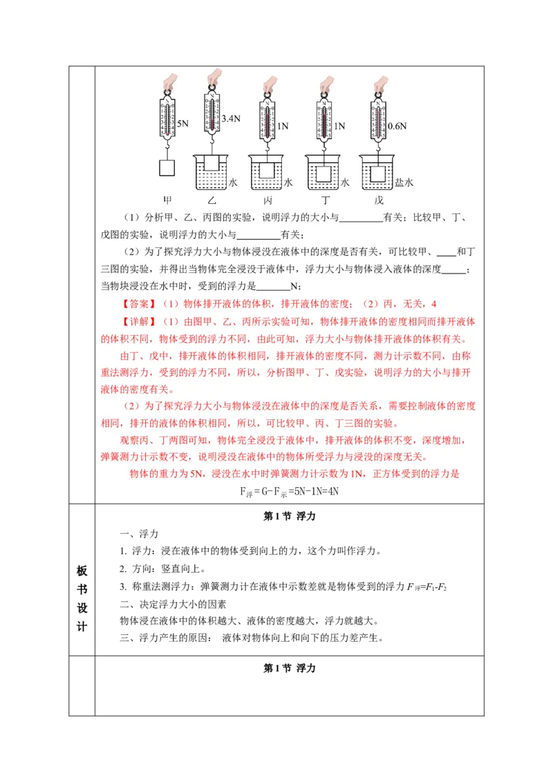 10.1浮力（教学设计）-人教版2024）_初物_八年级上下册+九年级全一册物理_八年级物理下册_教学设计（更新中）