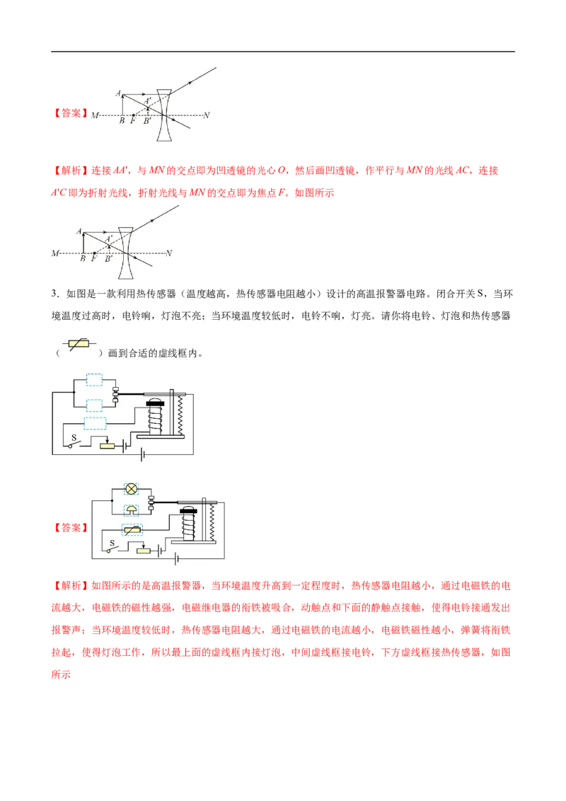 专题04作图题（全国通用）解析版_8、物理总复习_8.中考物理总复习_2024年中考复习资料_二轮复习资料_完2024年中考物理专题练习（全国通用）_热点练_教师版（含答案解析）