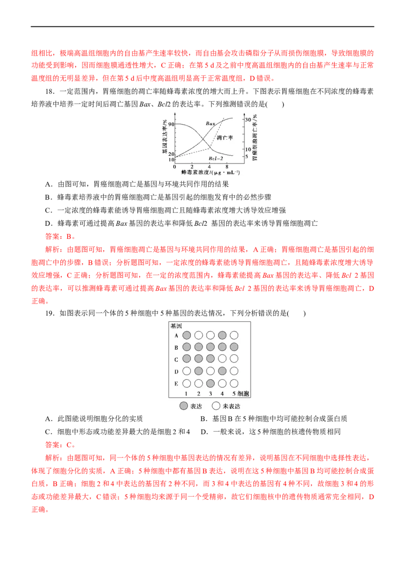 专题05细胞的生命历程（测试卷）-2023年高考生物二轮复习讲练测（全国通用）（解析版）_通用版（老高考）复习资料_2023年复习资料_二轮复习_2023年高考生物二轮复习讲练测（全国通用）