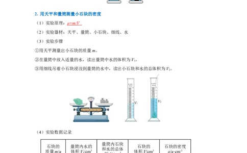 6.3测量物质的密度（导学案）-（人教版）教师版_初物_八年级上下册+九年级全一册物理_八年级物理上册_老课标资料_导学案