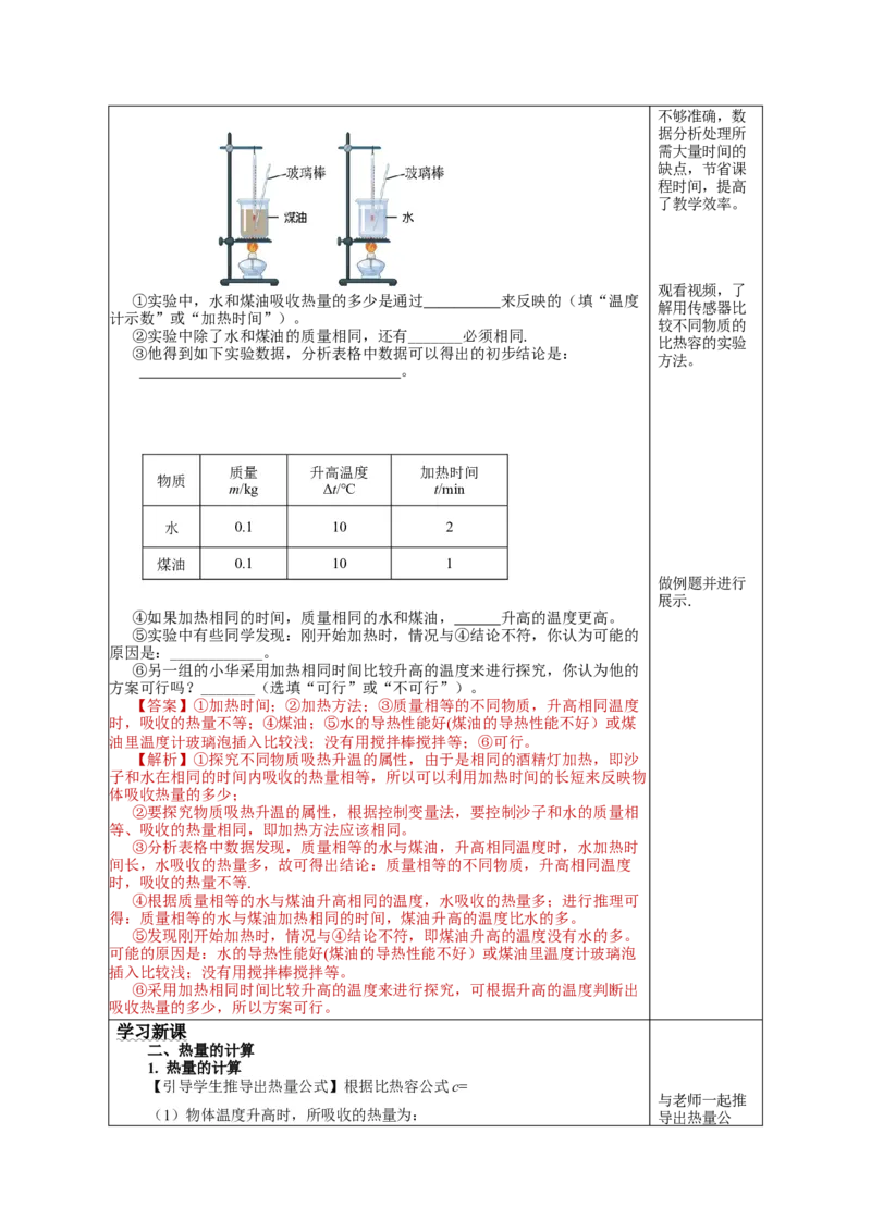 13.3比热容（教学设计）-（人教版）_初物_八年级上下册+九年级全一册物理_九年级物理全一册_教学设计