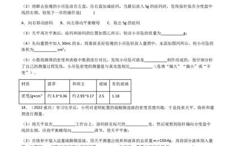 专题06质量和密度-（2022-2020）三年中考物理试题分项汇编（全国通用）（原卷版）_8、物理总复习_8.中考物理总复习_2023年中考复习资料_专项复习
