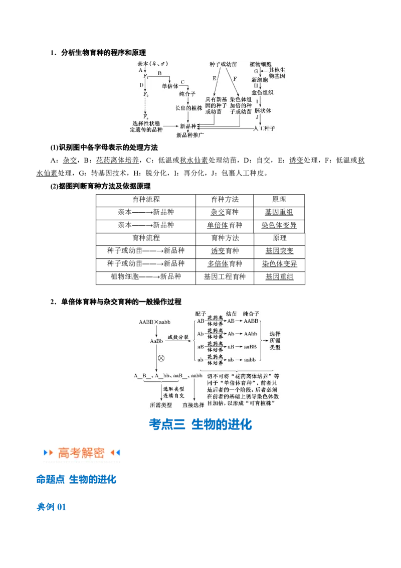 专题06变异与进化（讲义）（原卷版）_新高考复习资料_2024年新高考复习资料_二轮复习资料_高频考点解密2024年高考生物二轮复习高频考点追踪与预测（新高考专用）_讲义