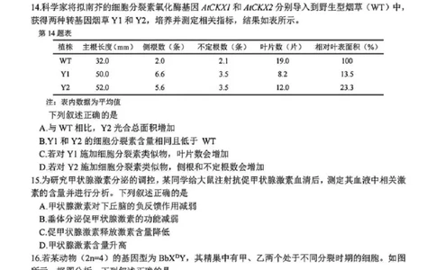 生物_历年全国高考真题_2025全国各省高考真题+答案_浙江卷_浙江首考2025年1月普通高等学校招生全国统一考试生物