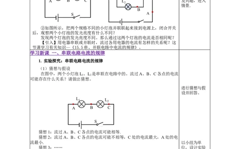 15.5串、并联电路中电流的规律（教学设计）-（人教版）_初物_八年级上下册+九年级全一册物理_九年级物理全一册_教学设计