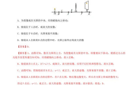 专题06透镜成像及应用（测试）（解析版）-2022年中考一轮复习讲练测_8、物理总复习_8.中考物理总复习_2022年中考复习资料_2022年中考物理一轮复习讲练测264201163