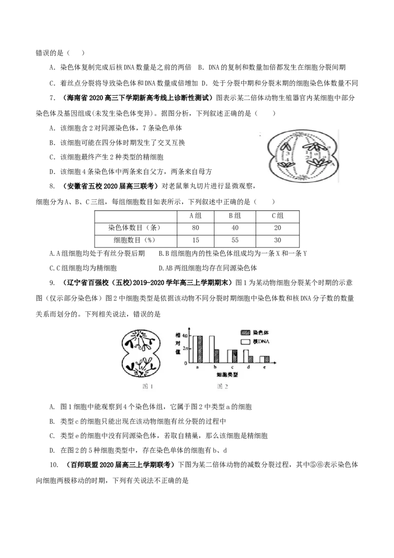 专题03有丝分裂与减数分裂的综合-备战2021年高考生物核心考点透析（原卷版）_新高考复习资料_2021年新高考资料_备战2021年高考生物核心考点透析