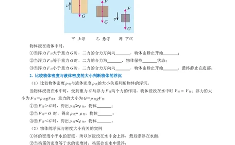 10.3物体的浮沉条件及应用（导学案）学生版_初物_八年级上下册+九年级全一册物理_八年级物理下册_导学案（更新中）