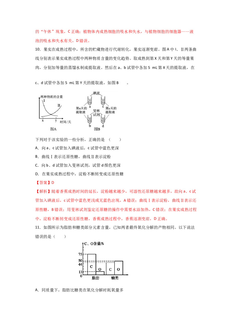 专题02细胞中的无机物、糖类与脂质（教师版）_新高考复习资料_2023年新高考复习资料_二轮复习_增分要点2023高考生物二轮复习专题解读和分层训练291073137