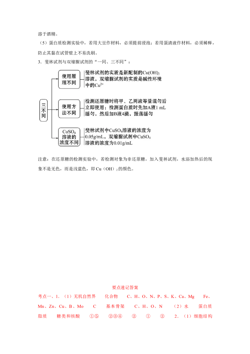 专题02细胞中的无机物、糖类与脂质（教师版）_新高考复习资料_2023年新高考复习资料_二轮复习_增分要点2023高考生物二轮复习专题解读和分层训练291073137