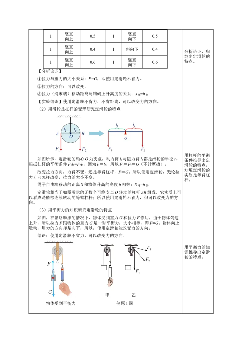 12.2滑轮（教学设计）-（人教版）_初物_八年级上下册+九年级全一册物理_八年级物理下册_老课标资料_教学设计