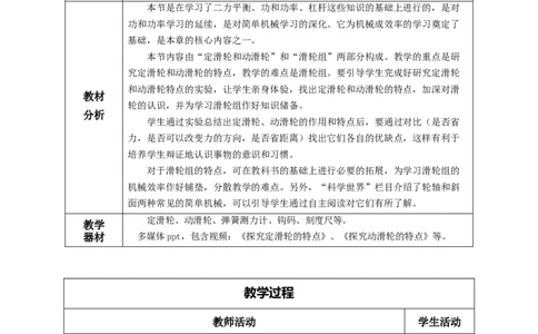 12.2滑轮（教学设计）-（人教版）_初物_八年级上下册+九年级全一册物理_八年级物理下册_老课标资料_教学设计