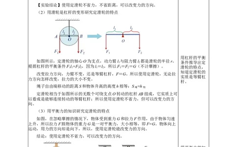 12.2滑轮（教学设计）-（人教版）_初物_八年级上下册+九年级全一册物理_八年级物理下册_老课标资料_教学设计