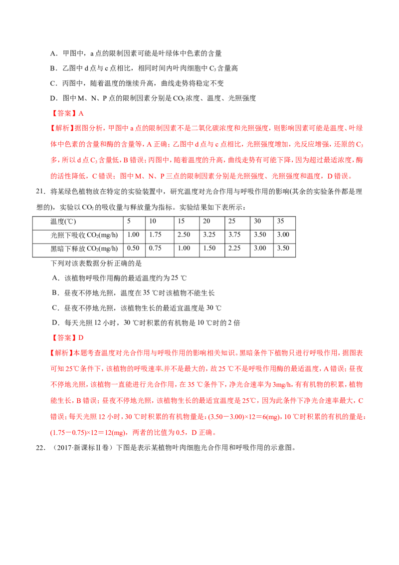 专题02细胞的代谢-备战2019年高考生物之纠错笔记系列（解析版）_新高考复习资料_2022年新高考复习资料_2022年一轮复习最新版_1.2022年高考生物一轮复习全国通用版