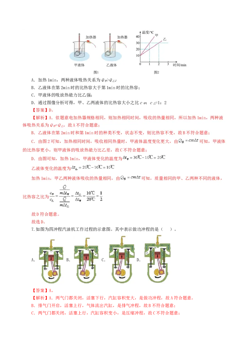专题05内能、内能的利用（测试）（解析版）_8、物理总复习_8.中考物理总复习_2024年中考复习资料_一轮复习资料_完2024年中考物理一轮复习课件+讲义+练习（全国通用）
