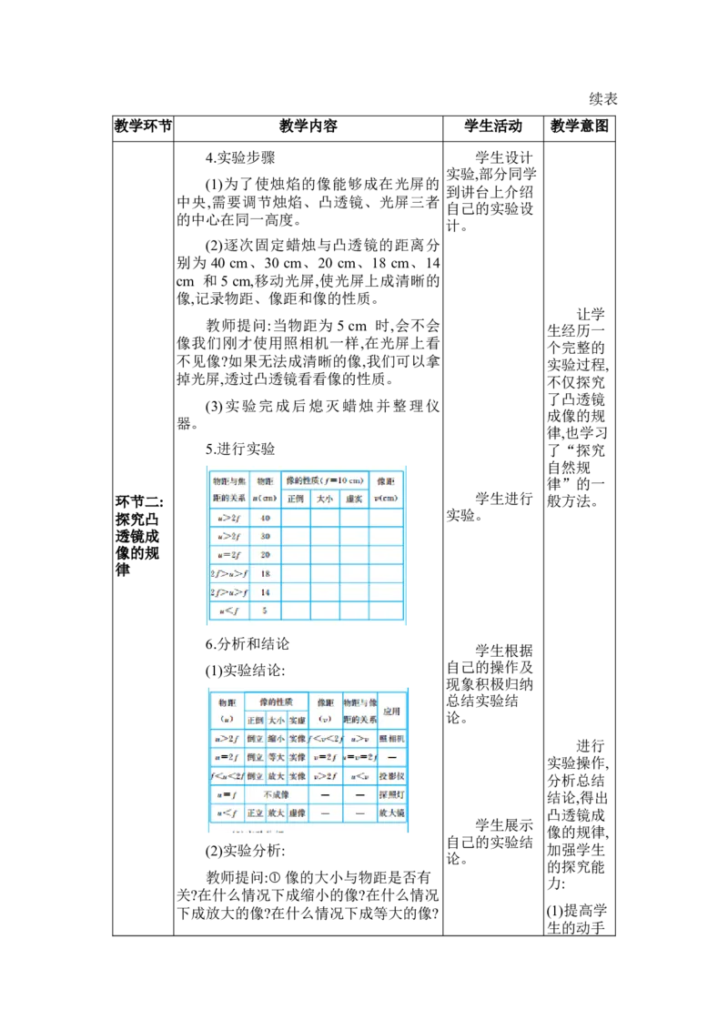5.3凸透镜成像的规律_初物_八年级上下册+九年级全一册物理_八年级物理上册_全套教学资源_课件教案2_教案_5.第五章透镜及其应用