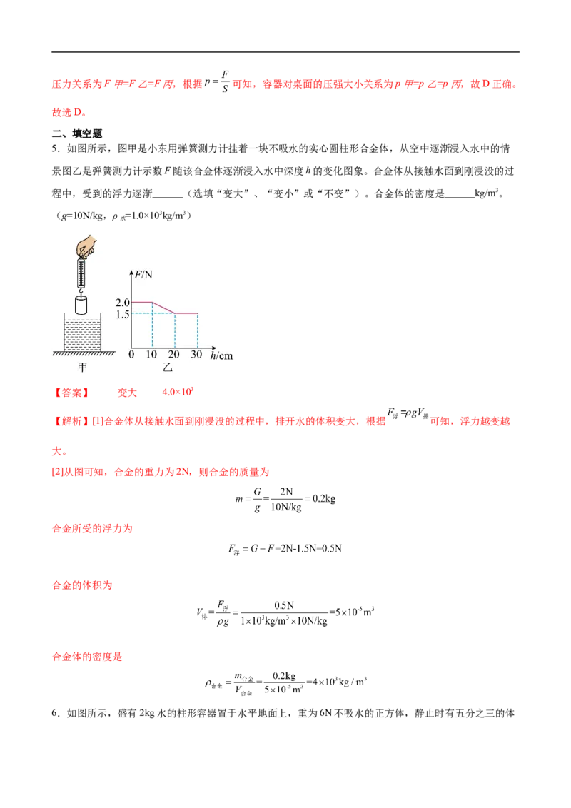 专题02压强和浮力（压轴题）（全国通用）解析版_8、物理总复习_8.中考物理总复习_2024年中考复习资料_二轮复习资料_完2024年中考物理专题练习（全国通用）_难点练