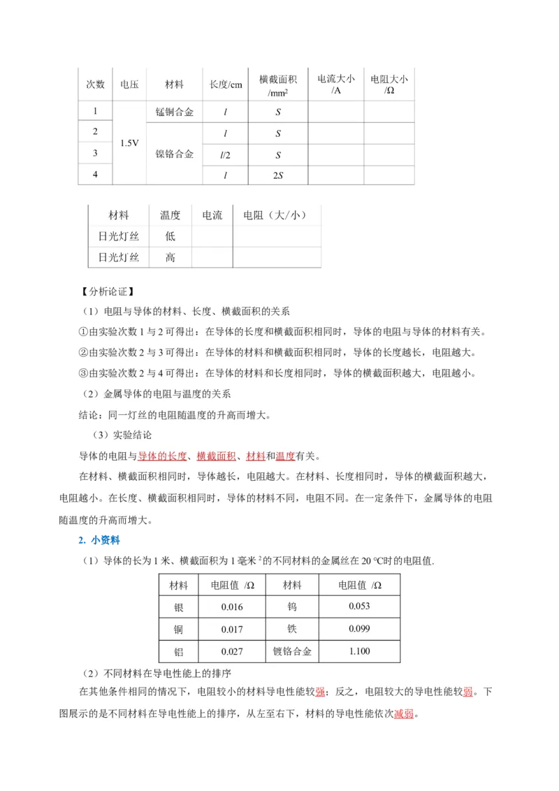 16.3电阻（导学案）-（人教版）教师版_初物_八年级上下册+九年级全一册物理_九年级物理全一册_导学案