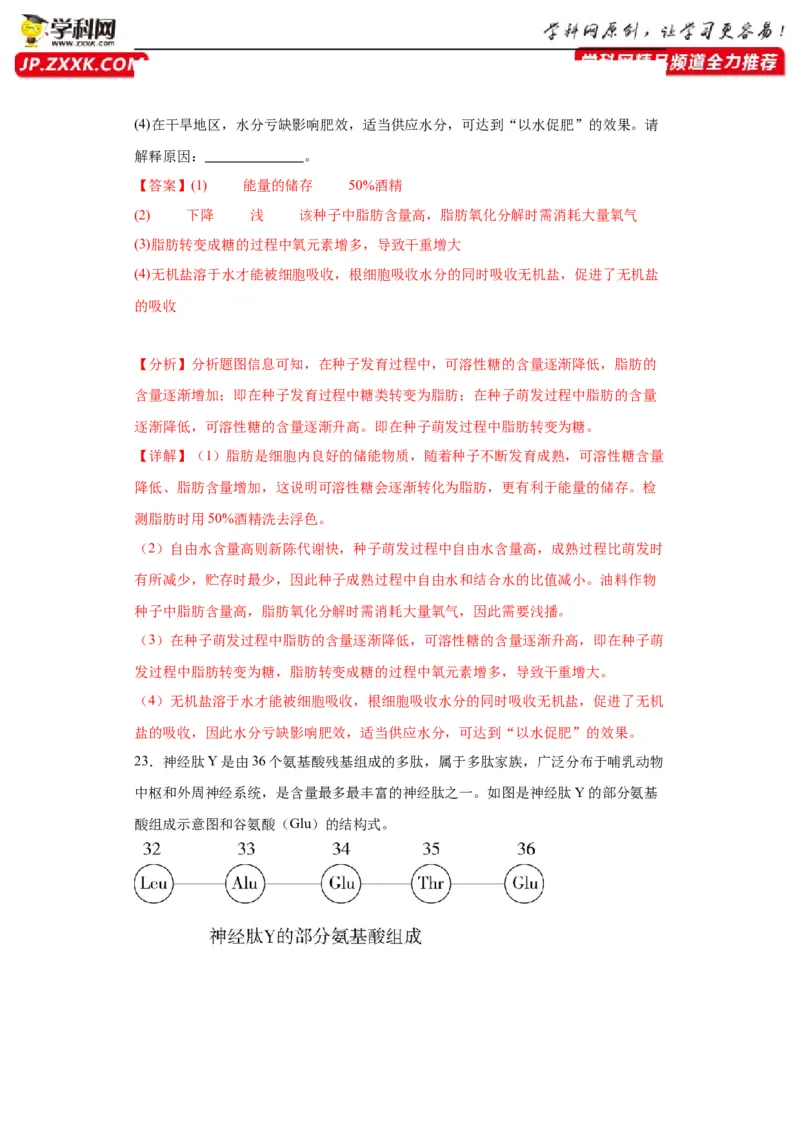 第一单元细胞及其分子组成（测试卷）（解析版)_2024年新高考资料_3.2024专项复习_备战2024年高考生物一轮复习重难点专项突破