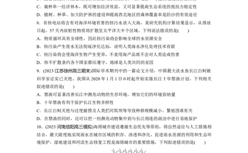 第9单元　课时练9　人与环境_2024年新高考资料_1.2024一轮复习_2024年高考生物一轮复习讲义（新人教版）_学生版在此文件夹_一轮复习69练_第九单元　生物与环境