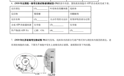 专题03细胞呼吸-2020年高考真题和模拟题生物分项汇编（学生版）_新高考复习资料_2022年新高考复习资料_2022年一轮复习最新版_1.2022年高考生物一轮复习全国通用版