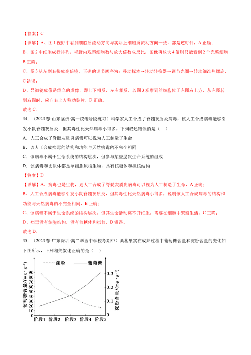 第一单元细胞的概述及其分子组成（解析版）_2024年新高考资料_1.2024一轮复习_2024年高考生物一轮复习讲练测（新教材新高考）