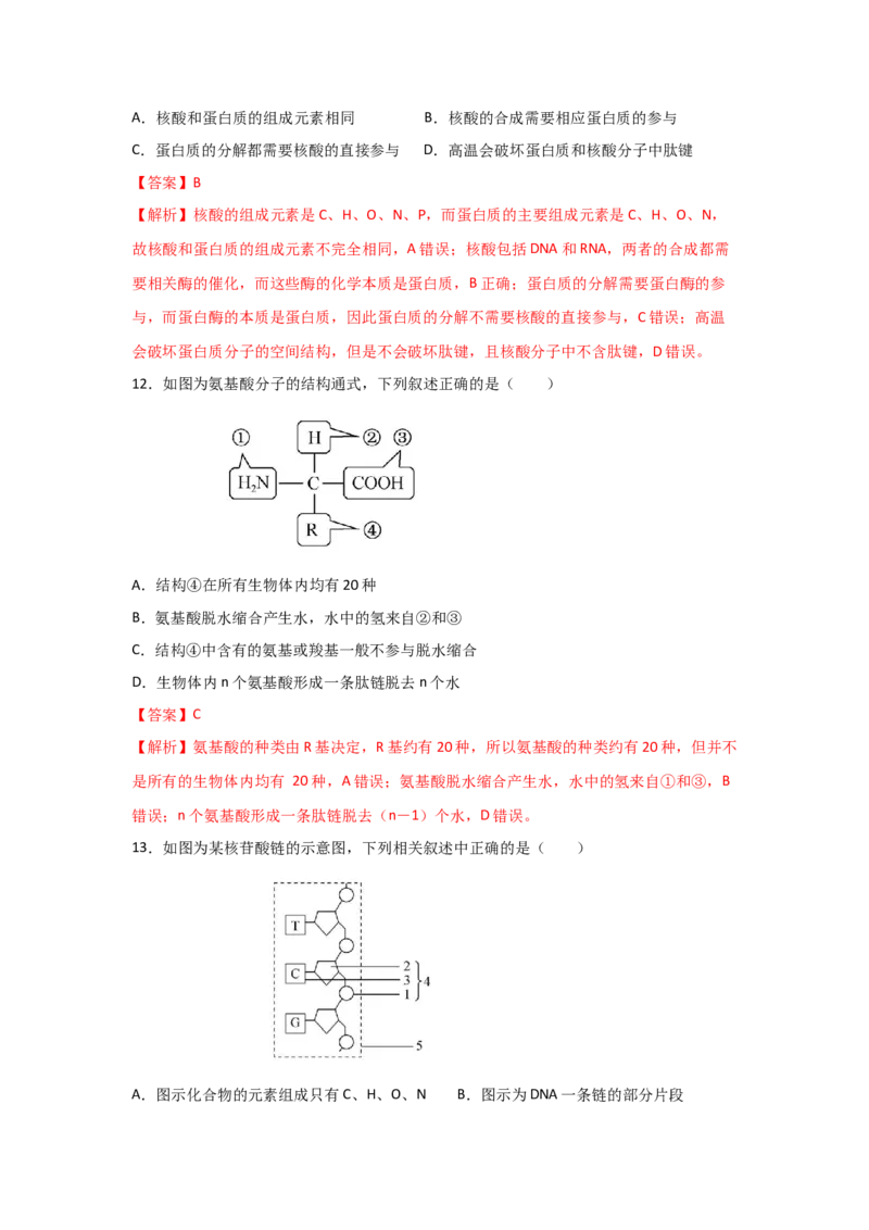 专题03蛋白质与核酸(教师版)_新高考复习资料_2023年新高考复习资料_二轮复习_增分要点2023高考生物二轮复习专题解读和分层训练291073137