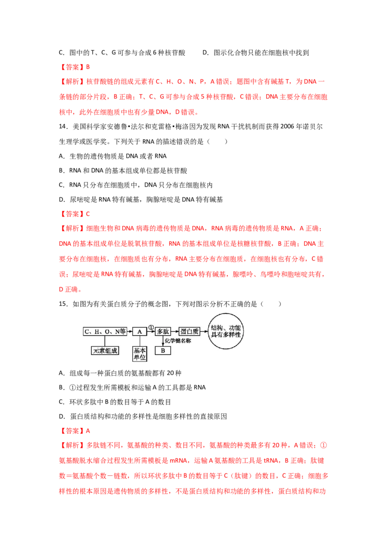 专题03蛋白质与核酸(教师版)_新高考复习资料_2023年新高考复习资料_二轮复习_增分要点2023高考生物二轮复习专题解读和分层训练291073137