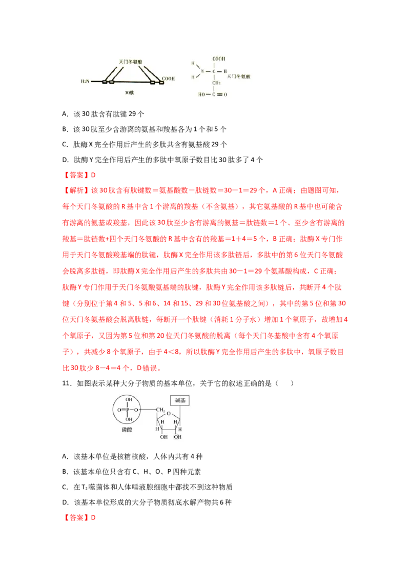 专题03蛋白质与核酸(教师版)_新高考复习资料_2023年新高考复习资料_二轮复习_增分要点2023高考生物二轮复习专题解读和分层训练291073137
