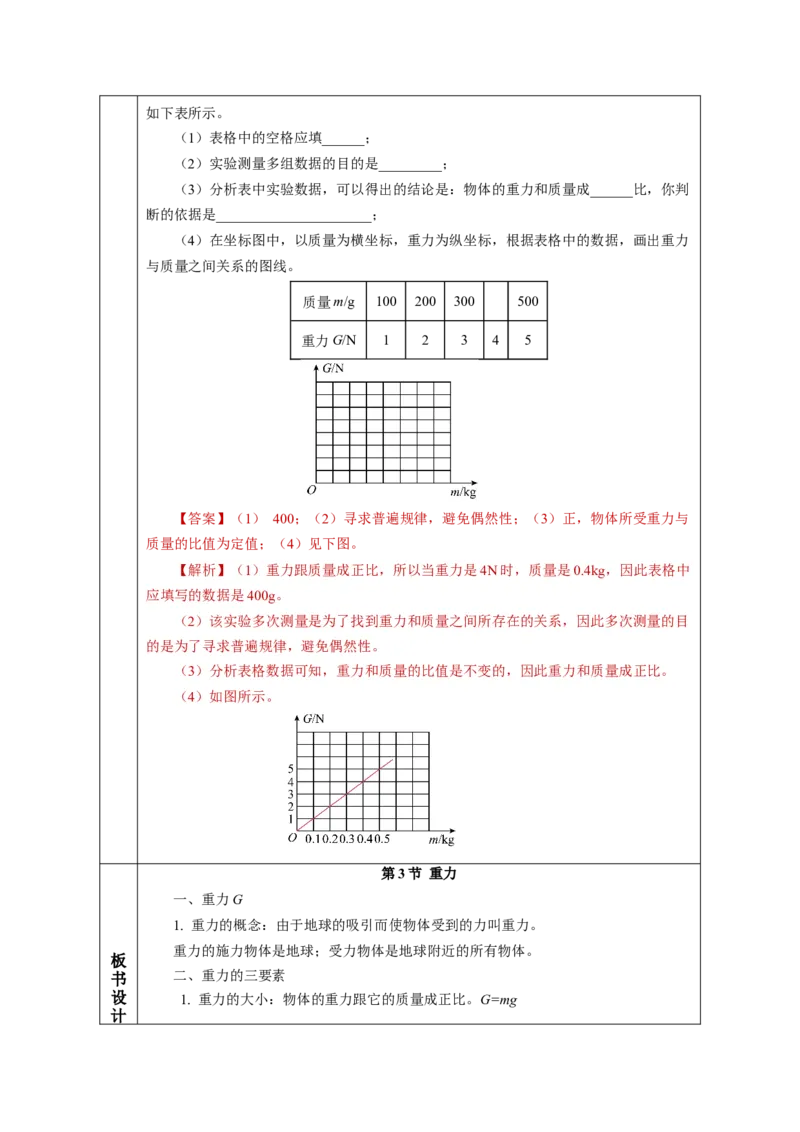 7.3重力（教学设计）-（人教版2024）_初物_八年级上下册+九年级全一册物理_八年级物理下册_教学设计（更新中）