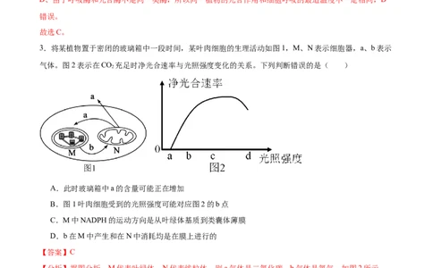 考点通关卷11细胞代谢综合分析（解析版）_2024年新高考资料_1.2024一轮复习_2024年高考生物一轮复习考点通关卷（新高考通用）