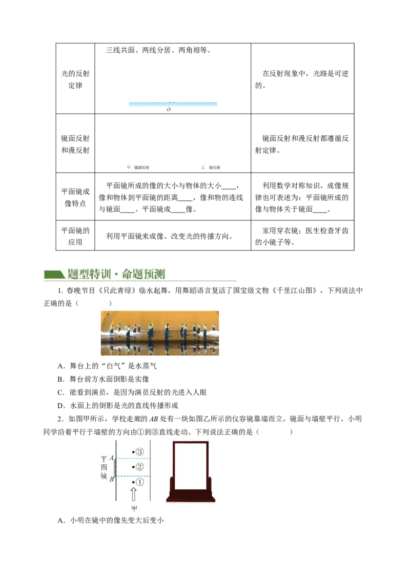 专题02光学（讲练）原卷版_8、物理总复习_8.中考物理总复习_2024年中考复习资料_二轮复习资料_完2024年中考物理二轮复习课件+讲义+练习（全国通用）